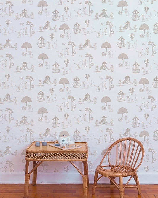 Papel Toile De Jouy Bege