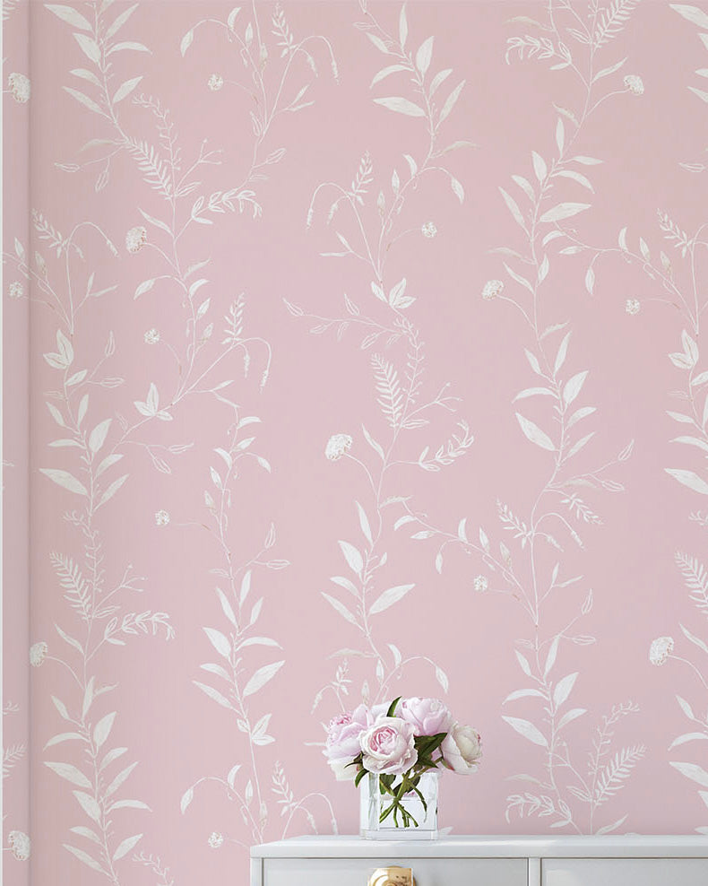 Papel de Parede Foliage Fundo Rosa