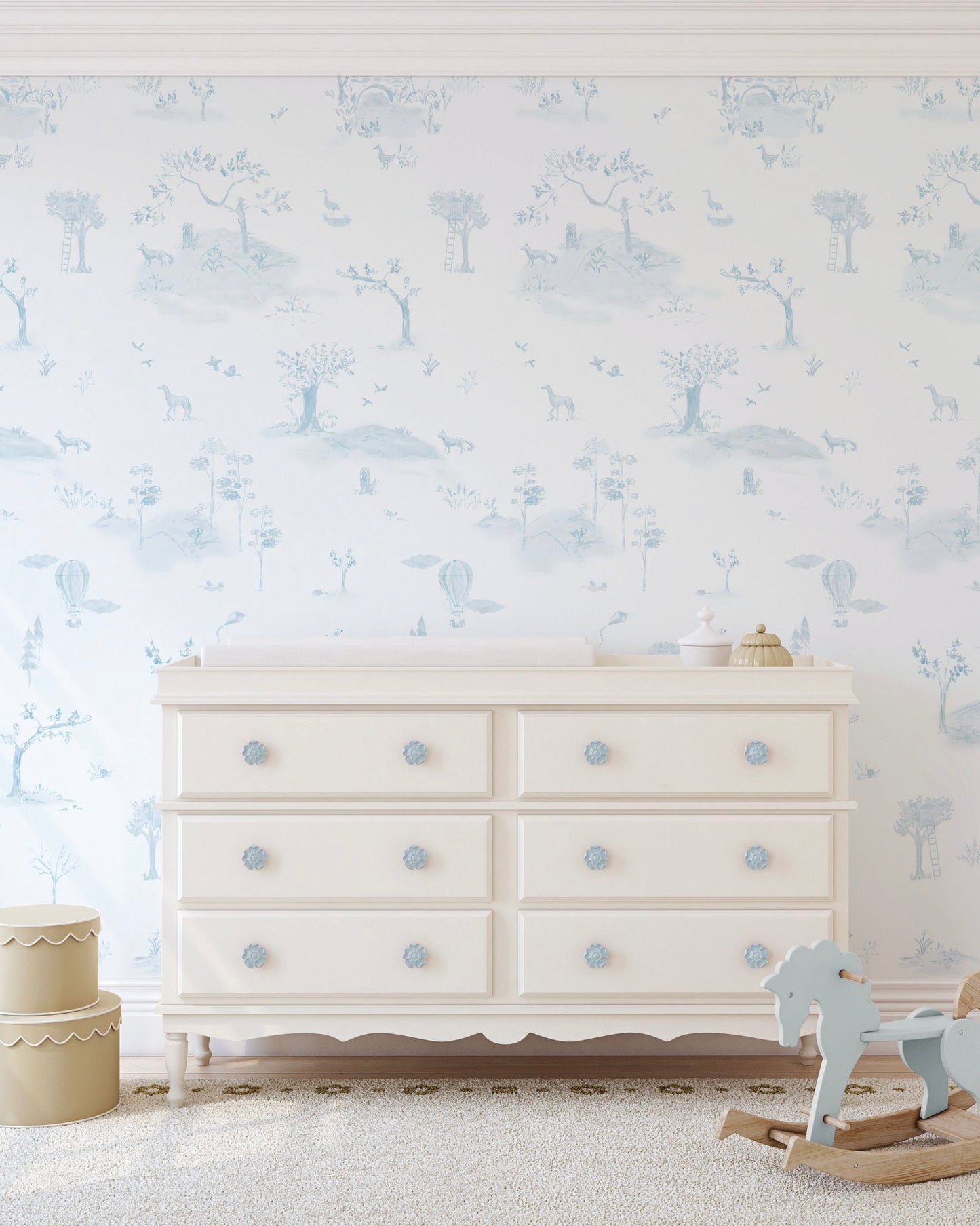 Papel de Parede Toile de Jouy Azul