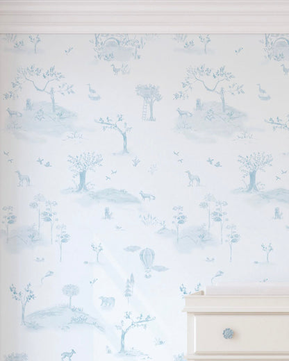 Papel de Parede Toile de Jouy Azul