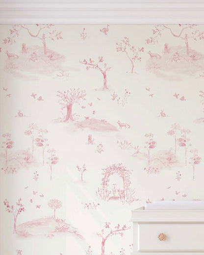 Papel de Parede Toile de Jouy Rosa