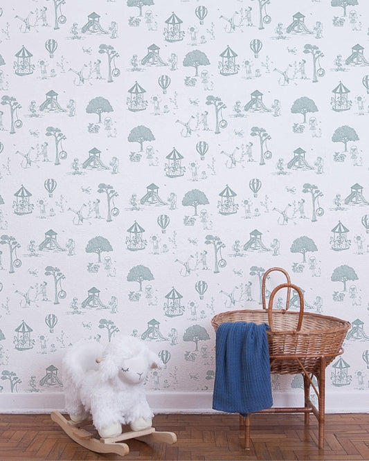 Papel Toile De Jouy Verde