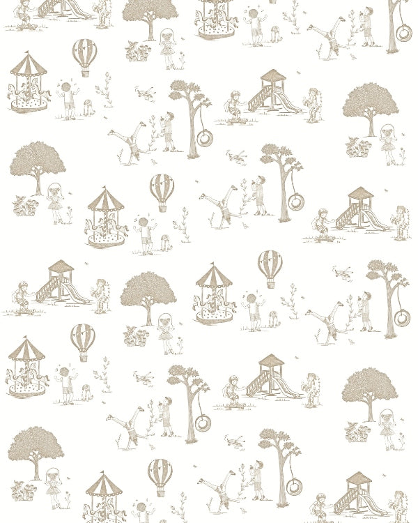 Papel Toile De Jouy Bege